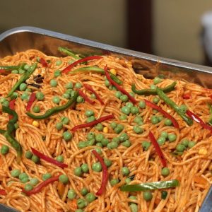 JOLLOF SPAGHETTI w/ 3pc Protein and Coco Bread